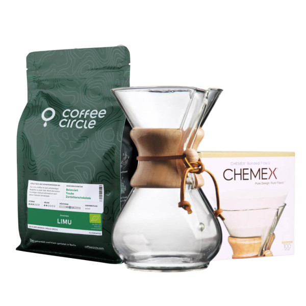 Chemex-Kaffeekaraffe & Kaffee im Set